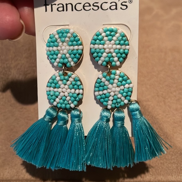 Francesca Fringe turquoise  earrings. Nwt - Picture 2 of 2